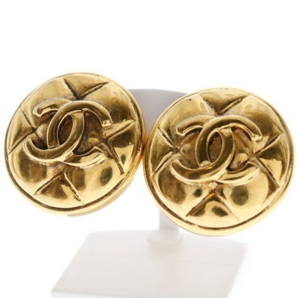 CHANEL Matrasse vintage COCO Mark Earring gold Plated Gold Women
